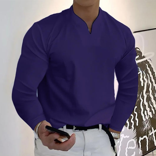 Camiseta Manga Larga Cuello V Transpirable para Hombre - Image 9