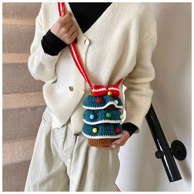 Bolso Cuadrado Navideño de Punto con Árbol de Navidad y Bloques de Color - Image 27