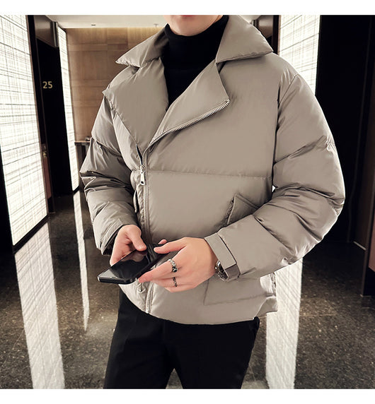 Chaqueta Acolchada de Plumas para Hombre con Cuello Clásico - Image 13