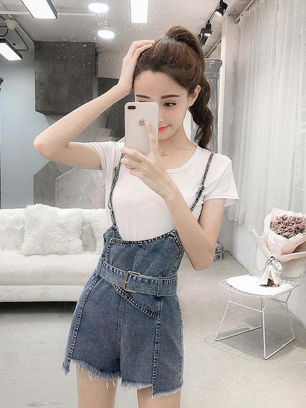Jumpsuit Vaquera con Tirantes y Shorts Altos