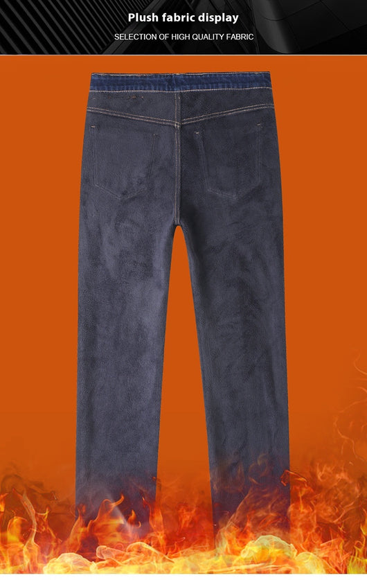 Pantalones Vaqueros Gruesos Forrados en Fleece para Hombre Talla Grande - Image 17