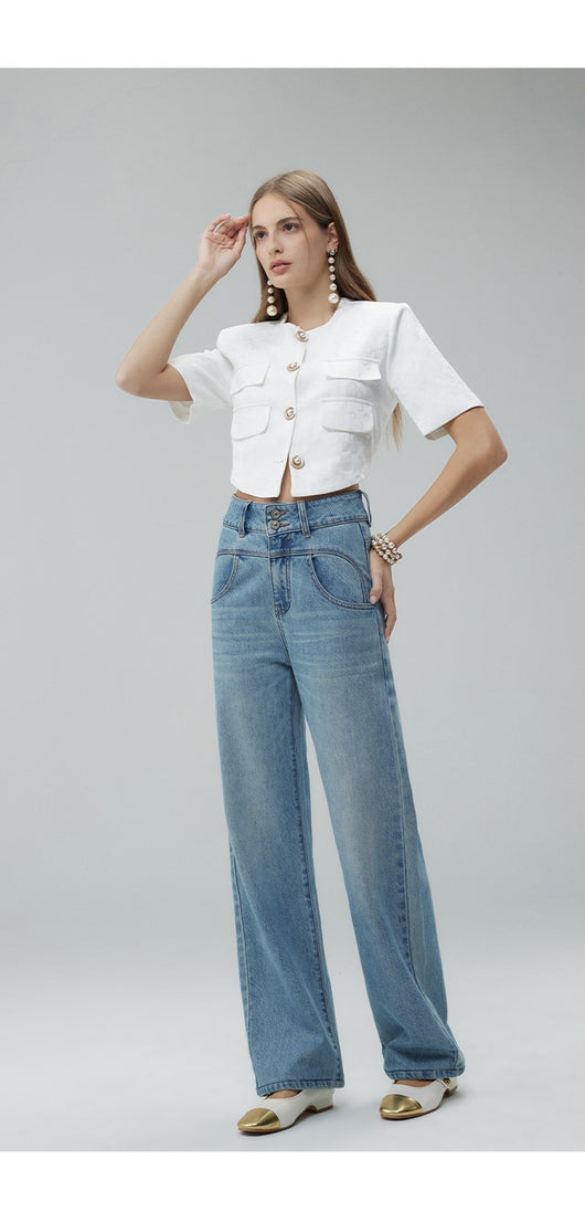 Pantalones Anchos Cintura Alta Estilo Retro con Detalles Rotos para Mujer - Image 21