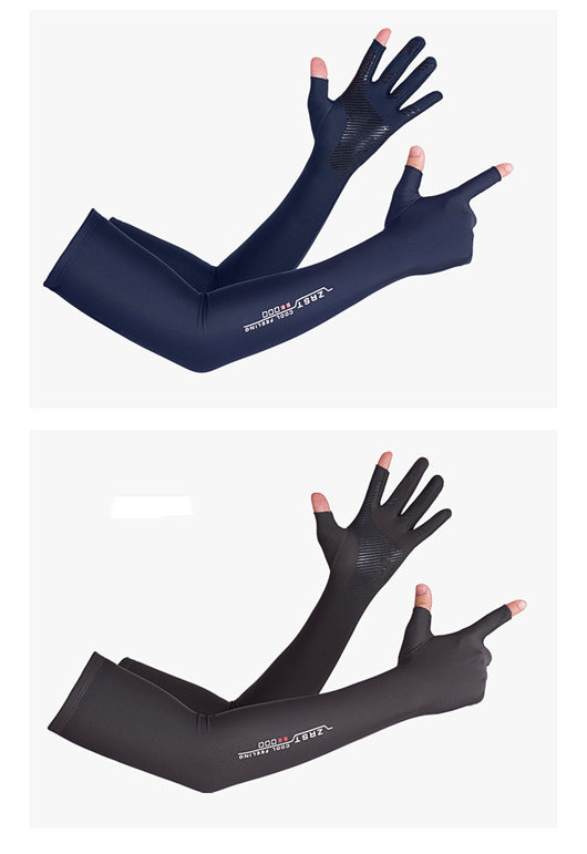 Guantes de Protección Solar con Manga Larga de Seda Helada - Antideslizantes para Conducir - Image 14