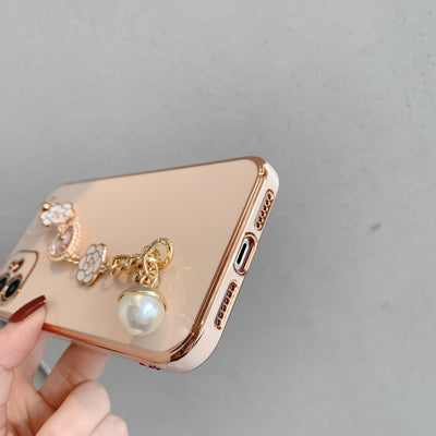 Funda de Teléfono Suave con Pulsera de Camellia Electrochapada - Image 7