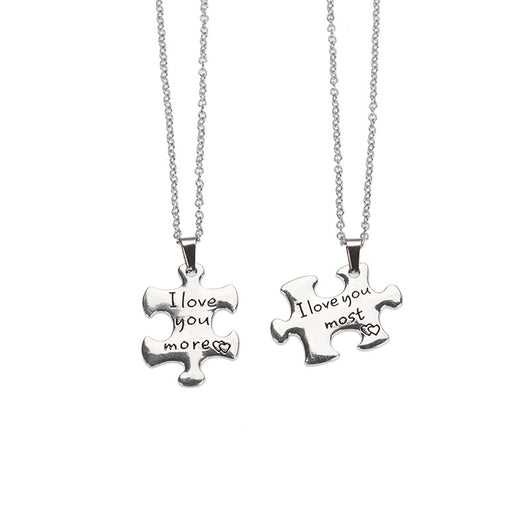 Collar Jigsaw Parejas Estilo Street Hip Hop Aleación - Image 3