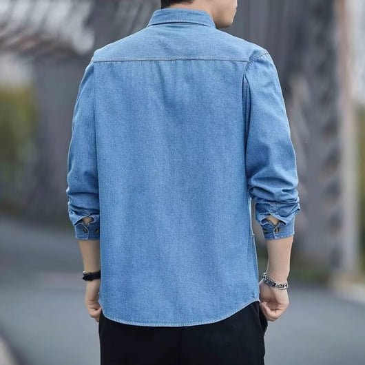 Camisa Vaquera Azul de Manga Larga para Hombre - Image 9