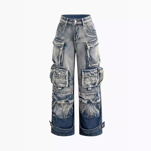 Jeans de Trabajo Estilo Urbano con Múltiples Bolsillos y Detalles Desgastados - Image 7