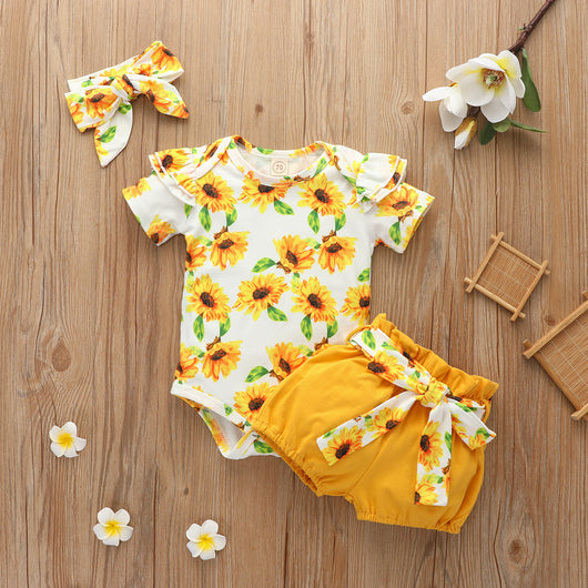 Conjunto para Bebé Niña Estampado Girasol Manga Corta - Image 3