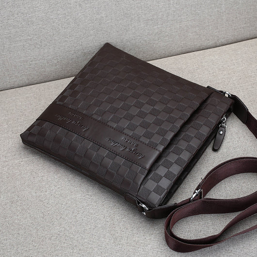 Bolsa Bandolera de Cuero para Hombre Estilo Business Casual Ajedrez - Image 13