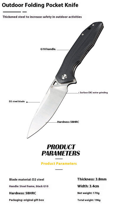 Cuchillo Plegable Táctico D2 Portátil para Autodefensa - Image 7