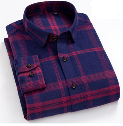 Camisa de Algodón a Cuadros para Hombre Talla Grande - Manga Larga Clásica - Image 5