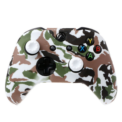 White silicone sleeve for game controller with colorful graffiti pattern, includes two rainbow thumbstick caps. - Image 30