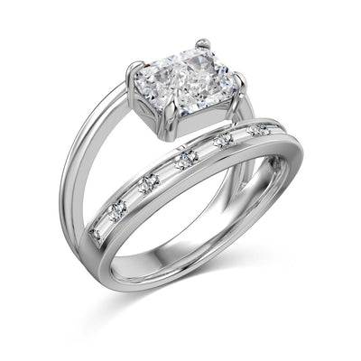 Anillo Doble Capa Plata S925 Flor de Hielo Rectangular con Zirconia 8A - Image 5