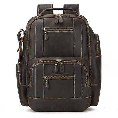 Mochila de Cuero Retro para Hombre - Gran Capacidad y Múltiples Bolsillos - Image 7