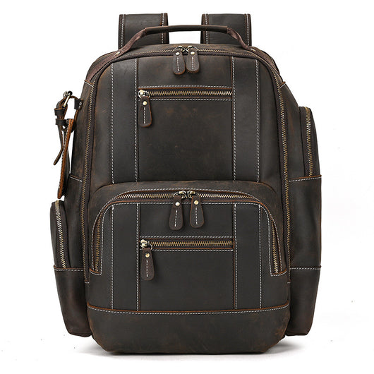 Mochila de Cuero Retro para Hombre - Gran Capacidad y Múltiples Bolsillos - Image 7