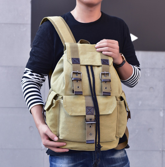 Mochila Retro Canvas Influx - Viajes y Uso Diario Unisex Gran Capacidad - Image 5