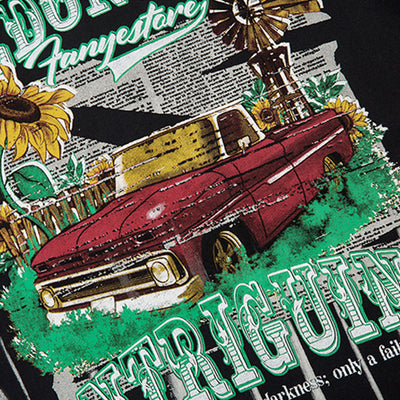 Camiseta Hip Hop Urbana con Estampado Cartoon Desgastado para Hombre - Image 3