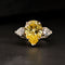 Anel J 5 em Gota de Água Branco Dourado com Diamante de Carbono Alto 10 Quilates Amarelo
