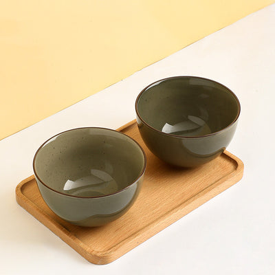 Cuenco de Arroz Vintage Cerámica Inky Glaze