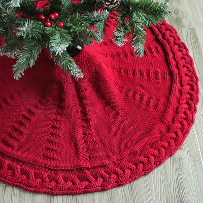 Falda Navideña Tejida Roja para Árbol de Navidad - Image 9