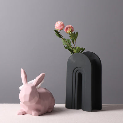Dispensador de Pañuelos Cerámica Conejo Rosa - Decoración Nórdica - Image 4