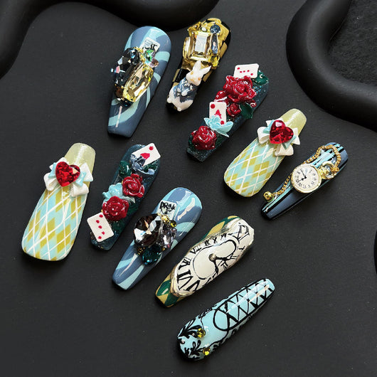 Uñas Postizas Personalizadas Cuento de Hadas - Diseño Blanco Artesanal - Image 2