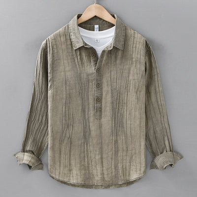 Camisa de Lino Casual con Textura Arrugada - Image 3