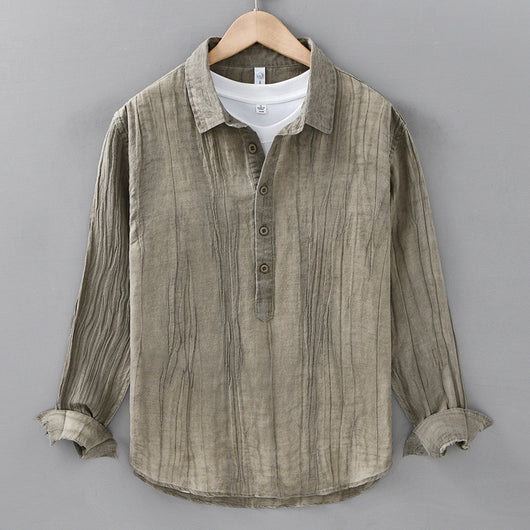 Camisa de Lino Casual con Textura Arrugada - Image 3