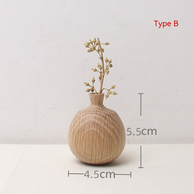 Jarrón de Madera Maciza Estilo Japonés con Flores Secas Decorativas - Image 7