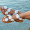 Sandalias Planas de Moda con Flores PU - Tallas Grandes para Mujer