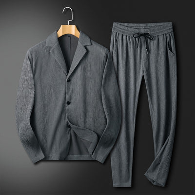 Traje Casual Hombre con Camisas y Pantalones a Rayas Verticales