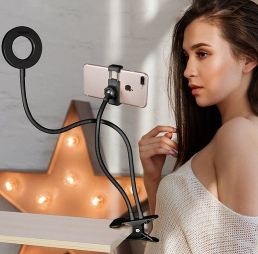 Aro de Luz LED para Selfies y Maquillaje con Soporte Ajustable 8cm