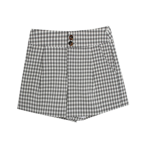 Shorts de Cintura Alta con Estampado Cuadros y Pierna Ancha - Image 5