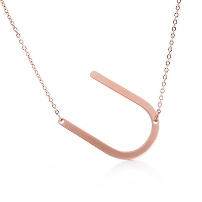Collar Inicial Acero Inoxidable Chapado en Oro Rosa - Image 156