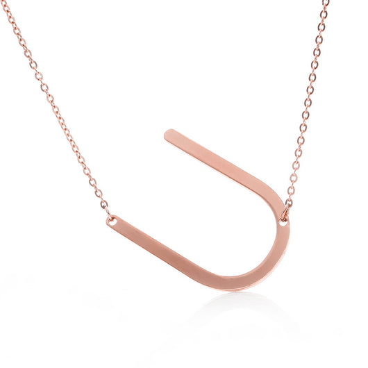 Collar Inicial Acero Inoxidable Chapado en Oro Rosa - Image 156