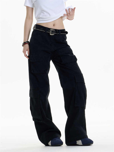 Pantalones Cargo Mujer Cintura Alta Pierna Ancha Casual - Image 6