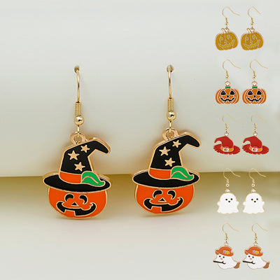Aretes Halloween Calabaza Goteo de Aceite Aleación Joyería Espeluznante
