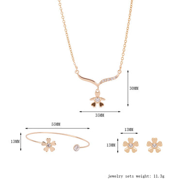 Conjunto de Tres Piezas: Pulsera y Aretes de Flores en Aleación - Image 5
