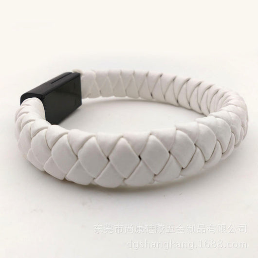 Pulsera Cable de Datos Tejida en Cuero - Diseño Creativo 2 en 1 - Image 13