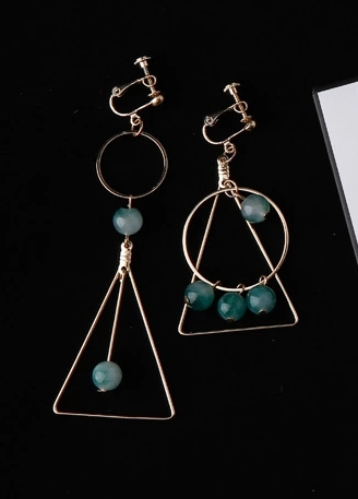 Aretes Asimétricos Triángulo Círculo Bola - Diseño Creativo y Moderno - Image 4