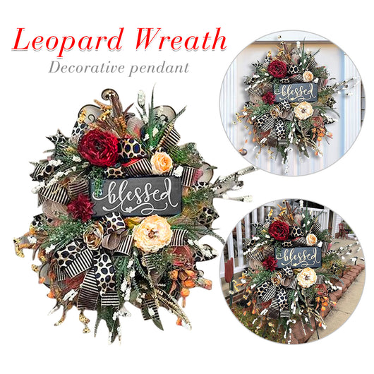 Corona Otoñal Leopardo para Puerta - Decoración Elegante Todo el Año - Image 6