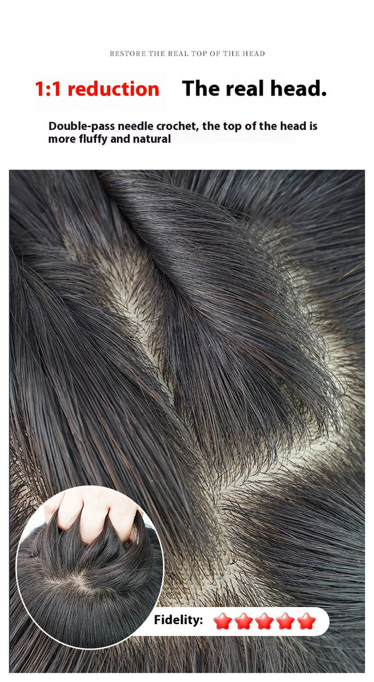 Peluca de Cabello Humano Real con Funda de Seda Tejida a Mano - Image 14