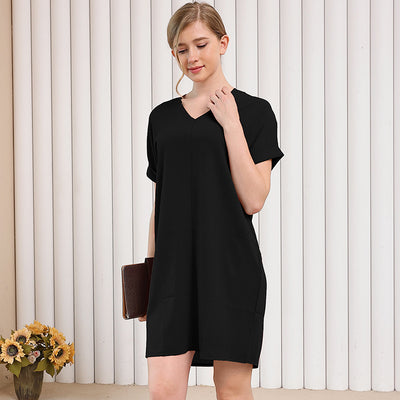 Vestido Corto Escote V Manga Corta para Casa y Descanso - Image 16