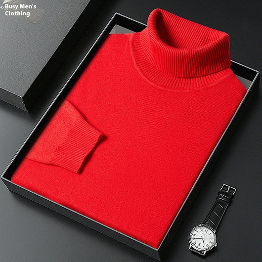 Suéter Cuello Alto para Hombre - Abrigo Básico Invierno Colores Sólidos - Image 25