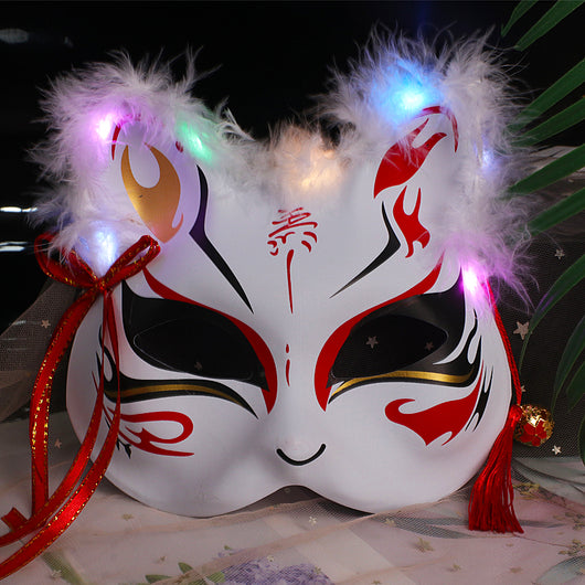 Máscara Luminosa de Zorro y Gato Bifronte con Plumas - Image 16