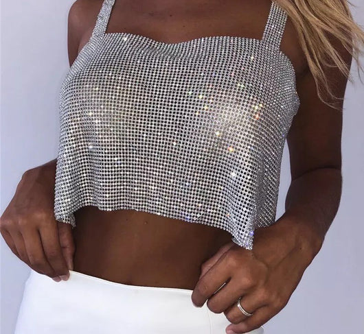 Top Crop Brillante con Diamantes y Lentejuelas para Fiestas - Image 7