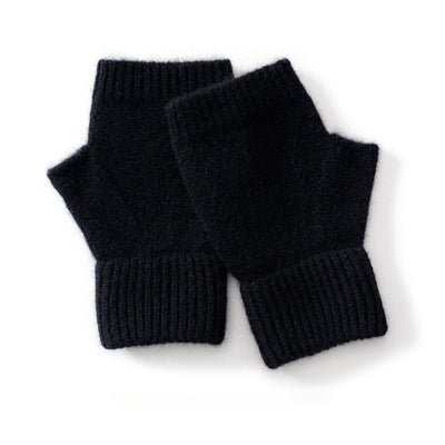 Guantes de Lana Merino Australiana sin Dedos con Flor Tejida y Cashmere - Image 9