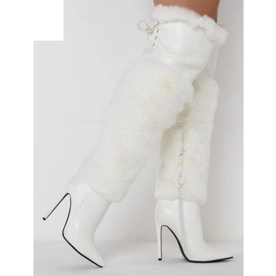 Botas Stiletto Hasta la Rodilla en Terciopelo - Colores Sólidos - Image 6