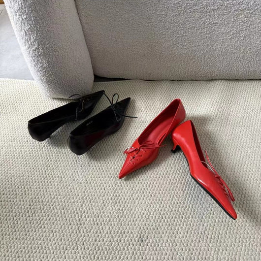 Zapatos de Tacón Grueso con Moño - Slip-on Cómodos y Elegantes - Image 2