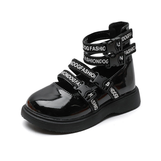 Botas de Cuero Corte Medio Estilo Coreano